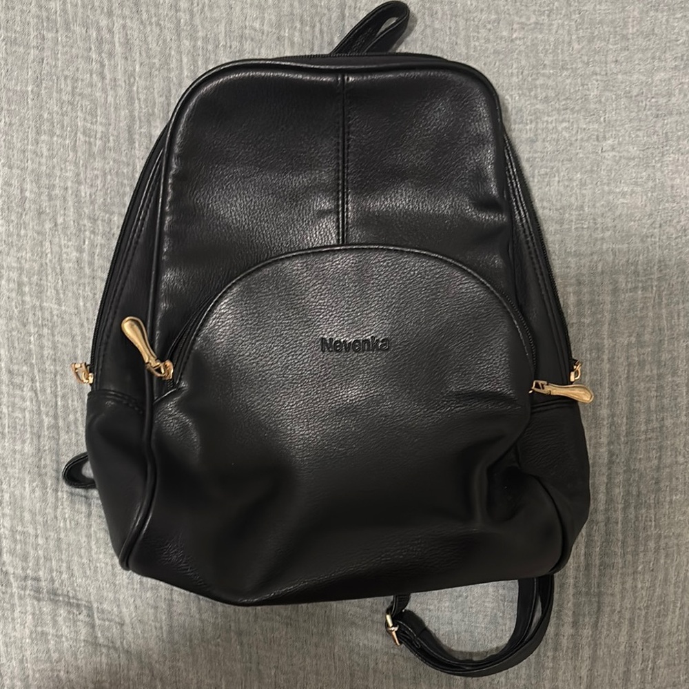 Black Leather Backpack Minimalist Design